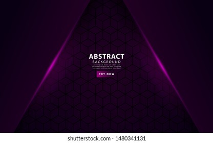 Luxury purple overlay layers background. Realistic light effect on textured purple hexagon background.