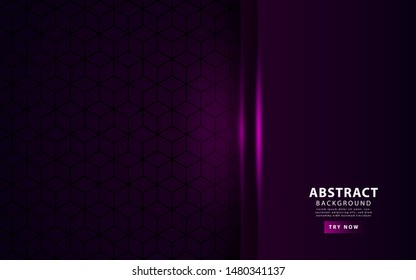 Luxury purple overlay layers background. Realistic light effect on textured purple hexagon background.