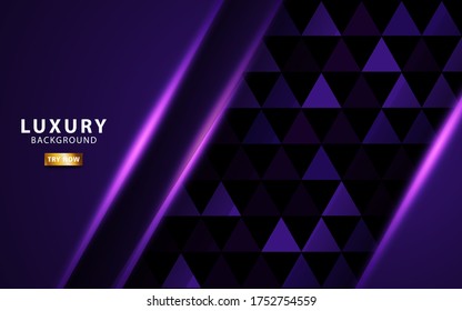 Luxury purple overlay layers background. Realistic light effect on textured purple Triangle background.