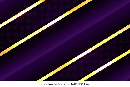 Luxury purple paper shapes background with golden line decoratian. Elegant premium vector design layout template can use for element wallpaper, cover flyer, invitation, VIP business card, voucher