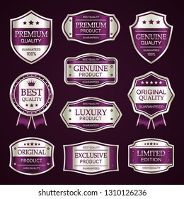 Luxury purple premium badges labels collection