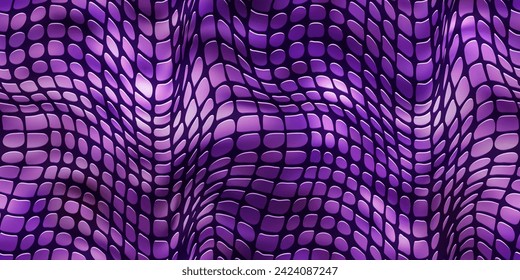 Luxury purple reptile leather or leatherette seamless pattern with embossed texture. Dinosaur or crocodile skin top view. Laminated snakeskin bg. Dermantin background. PVC material