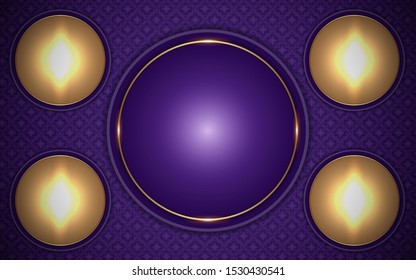 Luxury purple vector background a combination with light ornament golden element decoration. Modern and elegant vector design concept graphic template for use cover, banner, advertising