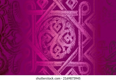 Luxury purple, violet metal gradient background with distressed concrete ornament, pattern texture. Vector illustration