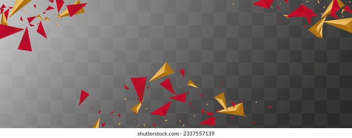 Luxury Pyramid Geometric Vector Transparent Panoramic Background. Minimal Card. Red and Gold Trendy Triangle Design. Creative Catalog.
