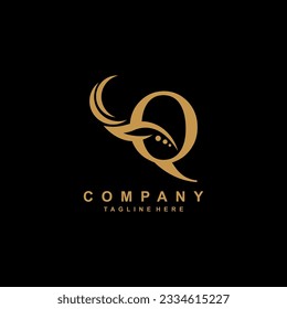 luxury Q logo design with pretty feathers. logo monogram. suitable for business logos, companies, boutiques, salons, beauty, brands, etc.