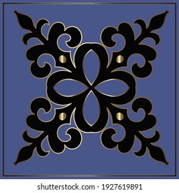 Luxury Quare Asian pattern of the nomads of Central Asia and Kazakhstan, Kyrgyzstan. Nomadic ethnic stamp style. Asian ornaments.