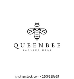 diseño de logotipo de vectores de abejas reina de lujo