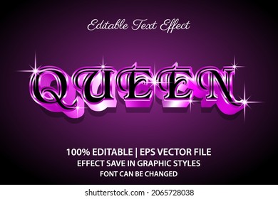 luxury queen editable text effect 3d style