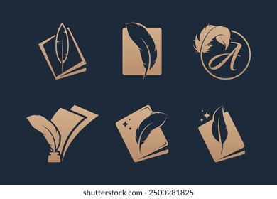 Luxury quill pen signature logo design collection