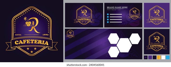 Luxury R Letter logo design with coffee bean items - a sophisticated template for business cards, social posts, cover photos, and corporate identity.