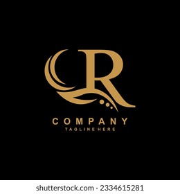 luxury R logo design with pretty feathers. logo monogram. suitable for business logos, companies, boutiques, salons, beauty, brands, etc.