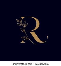 Luxury R monogram logo template vector object for logotype or badge Design. Trendy vintage royal ornament illustration for Restaurant, Royalty, Boutique, Cafe, Hotel, Heraldic, Jewelry, Fashion.