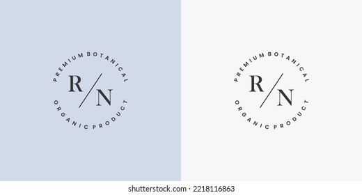 luxury R N letter stamp logo design inspiration