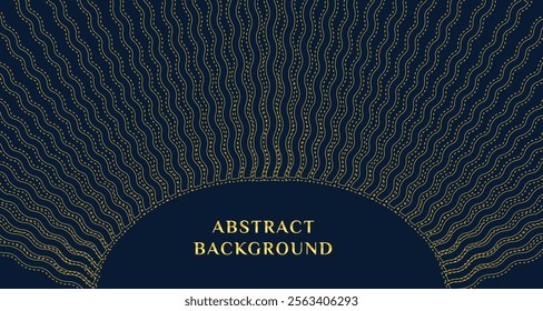 Luxury radial gold Particles and element as an ornament over dark blue background