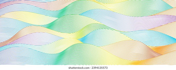 El fondo abstracto del lujoso arcoiris con una brillante ola de arco iris. Gradiente moderno de arcoiris que fluye las líneas de onda. Concepto futurista del arcoiris. Ilustración del vector