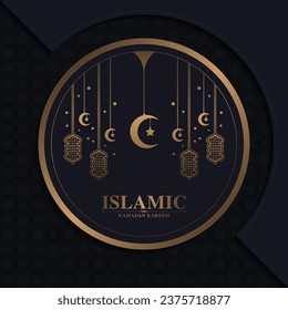 Luxury ramadan kareem banner in black and gold style