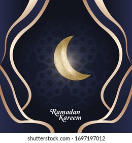 Luxury ramadan kareem design, ramadan kareem greetingcard with moon