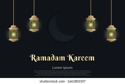 Luxury ramadan kareem with lamp. Vector luxury illustration eps10.