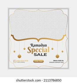 Luxury Ramadan Sale Banner Social Media Post Template With Background