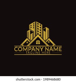 luxury Real Estate, Building and Construction Logo Vector Design Eps 10. Gold Real Estate Logo. Construction Architecture Building Logo Design Template Element