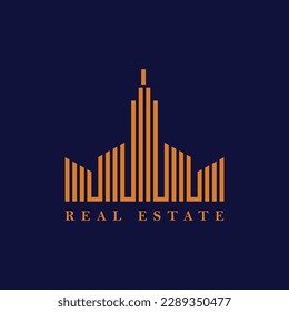 Luxury Real Estate Building, Vector Logo Template, Elegant Real Estate, Building, Apartment, Palace, Architecture Logo, Art Deco Rich Premium Property Icon With Line Art Concept