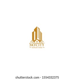 Luxury real estate with gold color, vector illustration