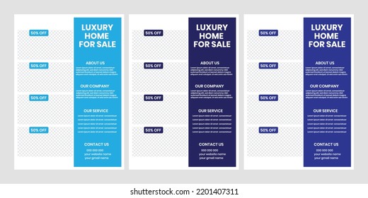 Luxury real estate home sale flyer, handout, leaflet design. Promotional editable advertising vector, document, paper, layout template