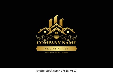 Luxury Real Estate Logo Collection With Golden Details