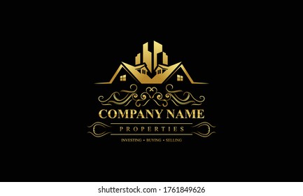 Luxury Real Estate Logo Collection With Golden Details