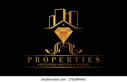 Luxury Real Estate Logo Collection Golden Stock Vector (Royalty Free ...