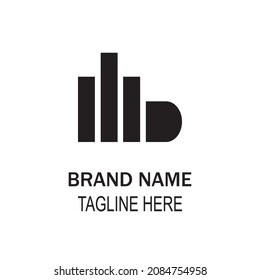 luxury Real Estate logo design, card template, premiere quality, vector logo concept for accounting or real estate company, icon design with commercial building and chart bars, business idea logo