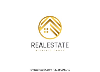 Luxury Real Estate Logo Design. Gold Architecture, Building and Construction for Real Estate Industry Identity