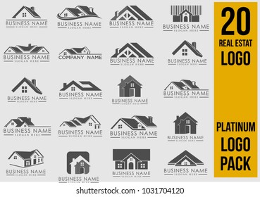 Luxury Real Estate Logo Set, Creative House Logo Collection, Abstract Buildings Logo Set. Vector Illustrator Eps.10