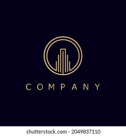 Luxury real estate logo vector in gold color for your company or business