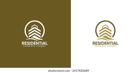 Luxury Real Estate round logo concept Vector Template
