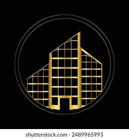 luxury real state logo design gold building icon logo property logo