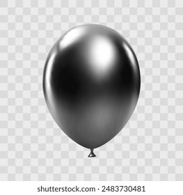 Luxus realistische Ballons. 3D schwarze glänzende Helium Ballons auf weißem Hintergrund isoliert. Weihnachtsfeier, Geburtstags- und Jubiläumsdekoration. Gestaltungselement der Feier. Vektorillustration EPS10.