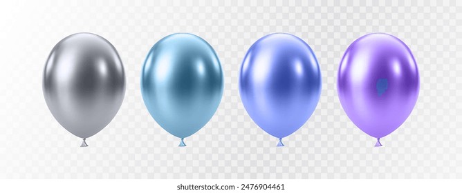 Globos realistas de lujo. Globos de helio 3D brillante aislados sobre fondo blanco. Fiesta de Navidad, cumpleaños y decoración de aniversario. Elemento de diseño de celebración. Ilustración vectorial EPS10.