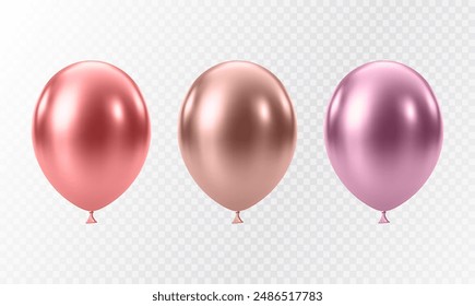 Luxury realistic balloons. 3D glossy helium balloons isolated on white background. Christmas party, birthday and anniversary decoration. Celebration design element. Vector illustration EPS10.