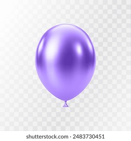 Luxury realistic balloons. 3D Purple glossy helium balloons isolated on white background. Christmas party, birthday and anniversary decoration. Celebration design element. Vector illustration EPS10.