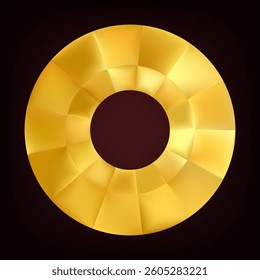 Luxury realistic gold ring. Premium golden circle with gradient lighting. Abstract design element isolated on black background. Vector illustration, EPS 10.