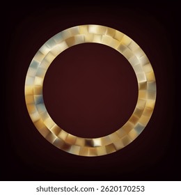 Luxury realistic gold ring. Premium golden circle with gradient lighting. Abstract design element isolated on black background. Vector illustration, EPS 10.