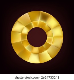 Luxury realistic gold ring. Premium golden circle with gradient lighting. Abstract design element isolated on black background. Vector illustration, EPS 10.