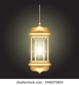 Luxury Realistic Islamic Lantern Design In the Month of Ramadan. Beautiful Ramadan lantern. Realistic Arabian Lantern