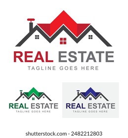 Luxury realtor logo, Home logo design template. Real estate logo design template, Dark Red and Green Real estate logo design.