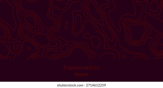 Fundo de mapa topográfico abstrato vermelho de luxo com textura de linhas vermelhas, design de papel de parede para tecido, embalagem, web, ilustração vetorial mapa de grade geográfica.