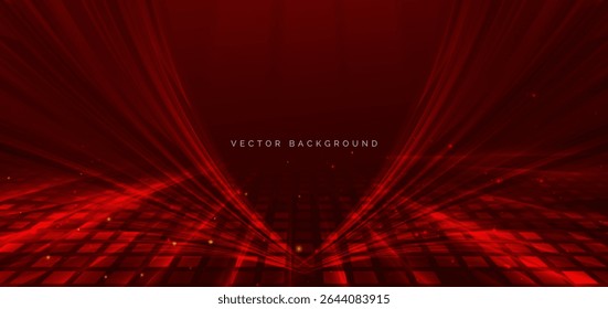 Fondo rojo de lujo con líneas curvas elegantes. Concepto de premio de Plantilla. Ilustración vectorial