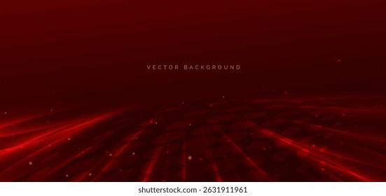 Fondo rojo de lujo con brillante medio radiante rayo elegante. Concepto de premio de Plantilla. Ilustración vectorial