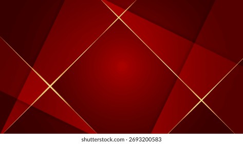 Fondo rojo de lujo con líneas diagonales de oro, perfecto para elegantes,